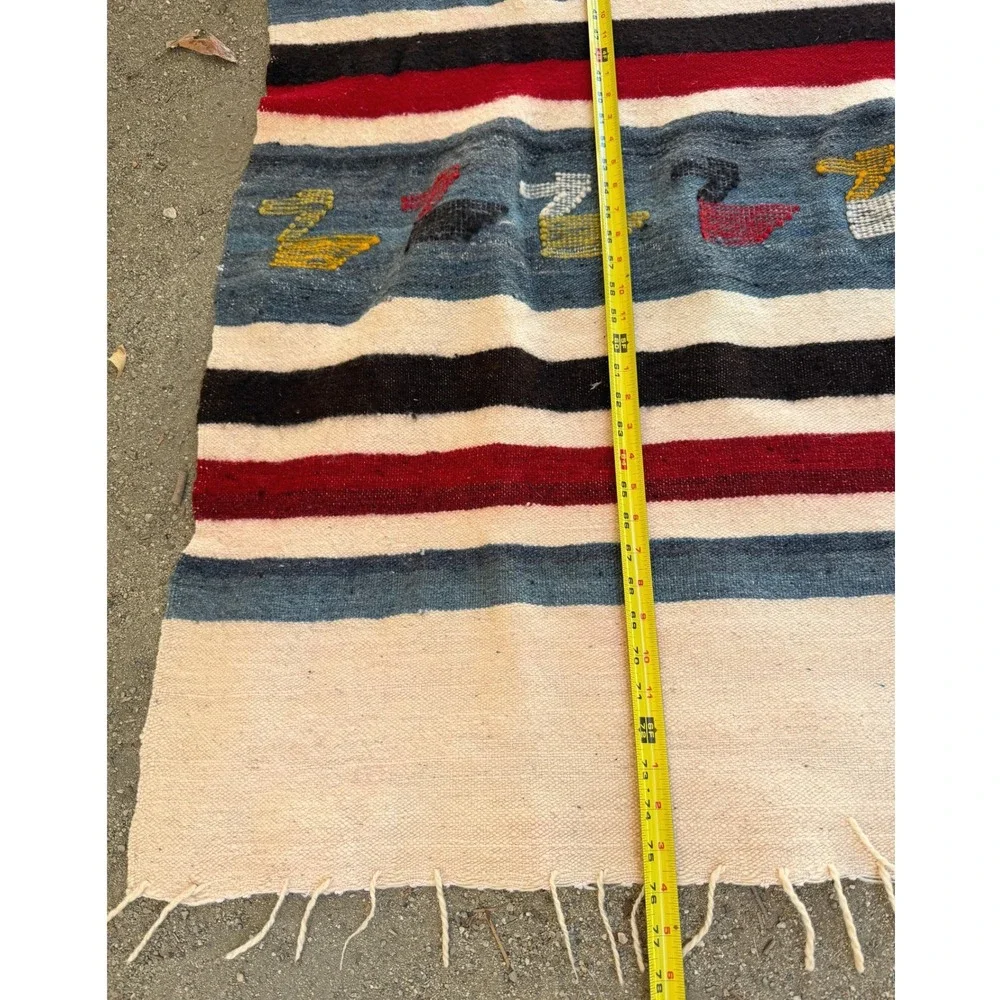 Guatemalan Mayan Momostenango Folk Art Throw Blanket 76x51 Guatemala Handwoven